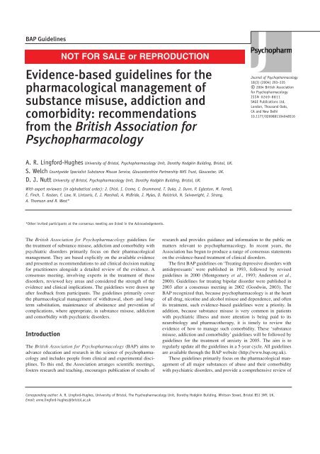 Evidence-based guidelines for the pharmacological management of ...