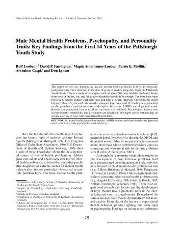 Male Mental Health Problems, Psychopathy, and Personality Traits ...
