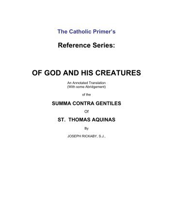 The Summa Contra Gentiles - The Catholic Primer