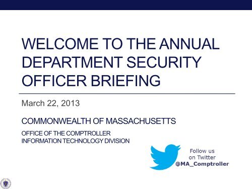 WELCOME TO THE ANNUAL DEPARTMENT SECURITY OFFICER BRIEFING