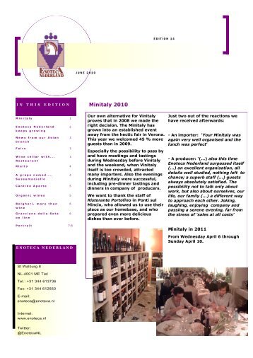 ENOTECA NEWSLETTER - Enoteca Nederland