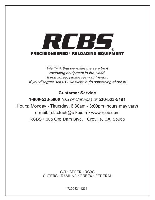 Hand Priming Tool Instructions - RCBS