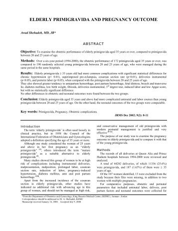 Elderly primigravida and pregnancy outcome