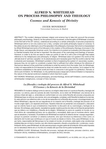 ALFRED N. WHITEHEAD ON PROCESS PHILOSOPHY ... - UPCO