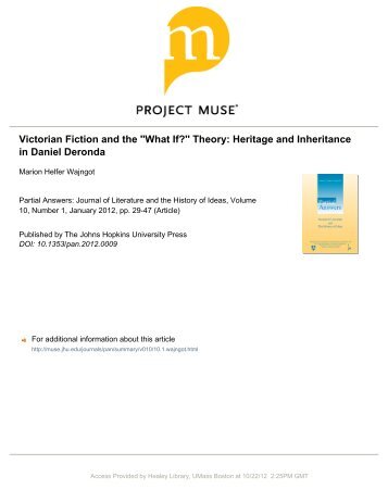 Victorian Fiction and the ''What If?'' Theory: Heritage and Inheritance ...