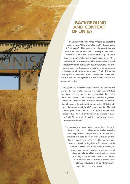 Download the Annual report 2011 - Unisa