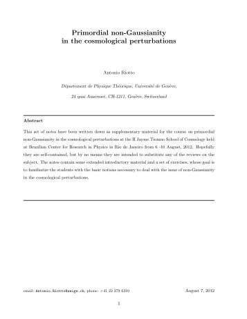 Primordial non-Gaussianity in the cosmological perturbations - CBPF