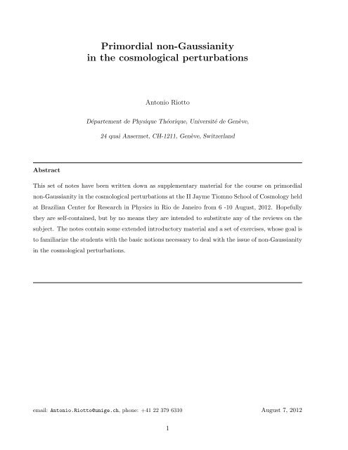Primordial non-Gaussianity in the cosmological perturbations - CBPF
