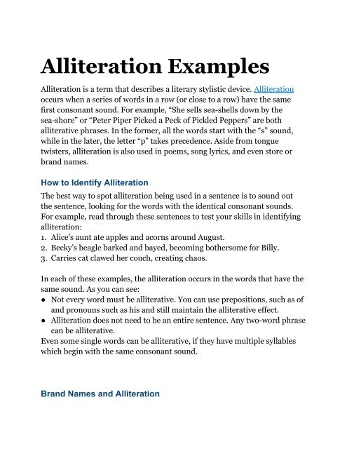 Alliteration Examples