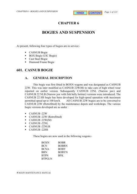 BOGIES AND SUSPENSION - South Central Railway