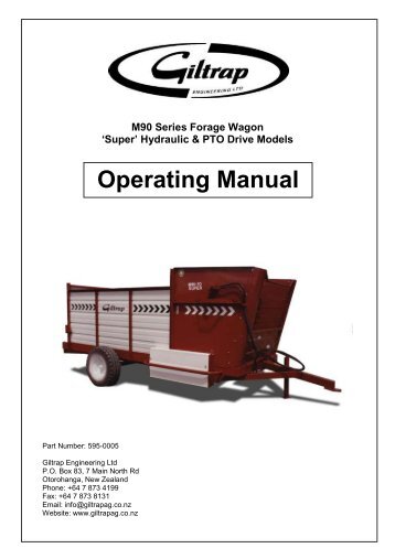 M90 Series Forage Wagon Manual Operating & Parts - Giltrap