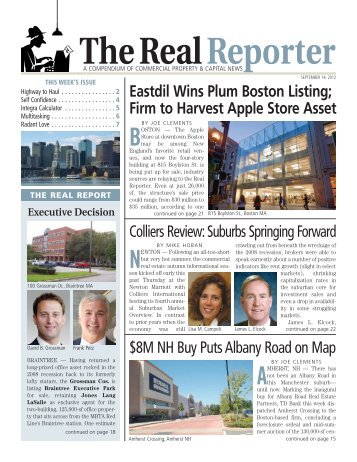 Residential Deals - The Real Reporter