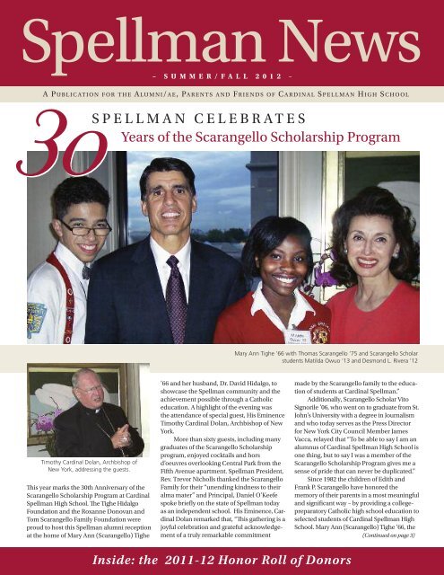 Years of the Scarangello Scholarship program - Cardinal Spellman