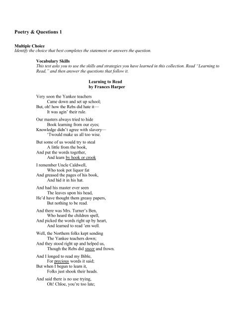 Poetry Amp Questions 1 Pdf Azinga Cartoons