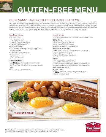 GLUTEN-FREE MENU - Bob Evans