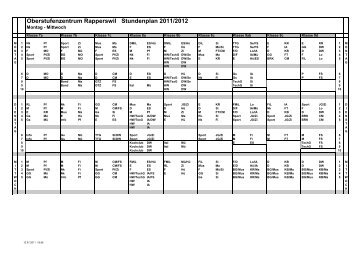 Oberstufenzentrum Rapperswil Stundenplan 2011/2012