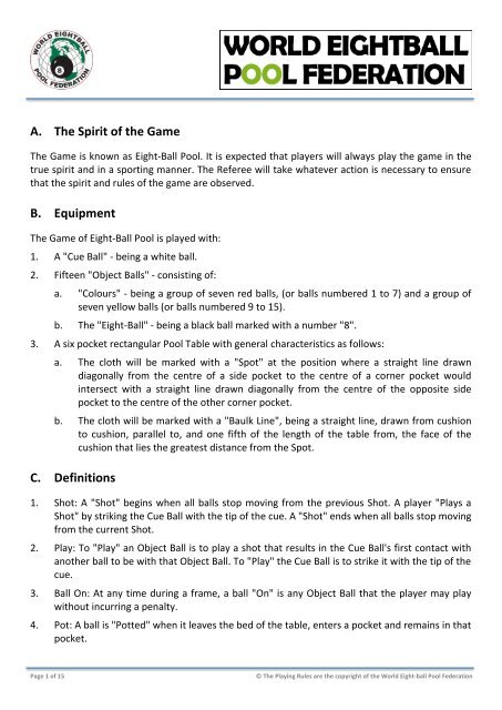Pool Game Printable Eight Ball Rules of Eight Ball 