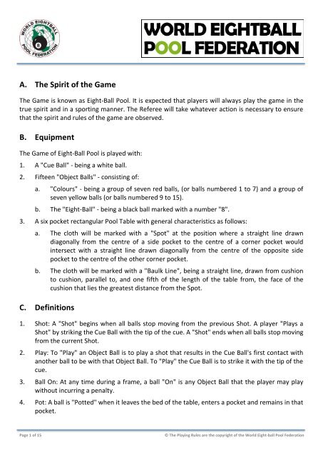 World Eight-Ball Pool Rules - Pot Black