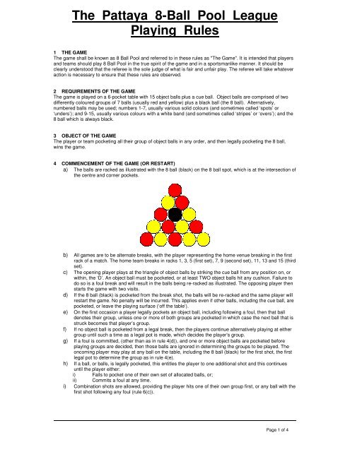 8-ball rules  Bangkok Pool League