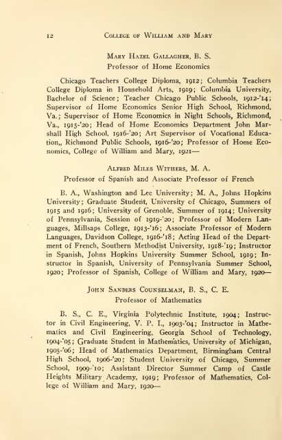 Catalogue Issue, 1920-1921 - The W&M Digital Archive - College of ...