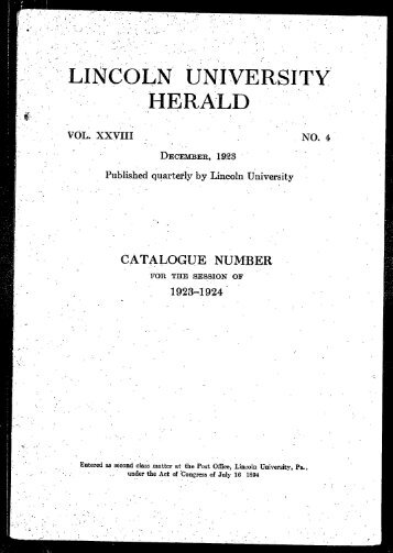 CATALOGUE NUMBER - Lincoln University
