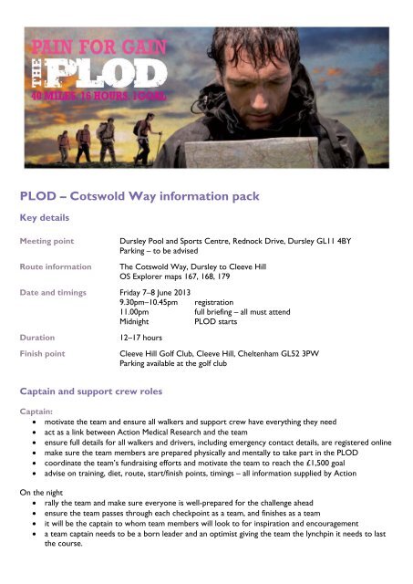 PLOD – Cotswold Way information pack - Action Medical Research