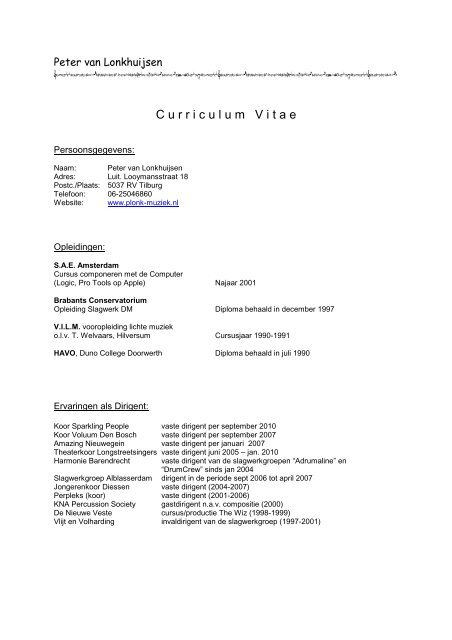 CV Peter van Lonkhuijsen