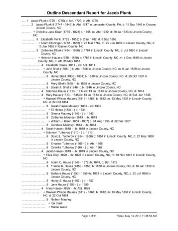 Outline Descendant Report - EleHistory