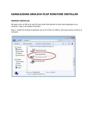 HANDLEIDING GROLSCH PLOP RINGTONE INSTELLEN