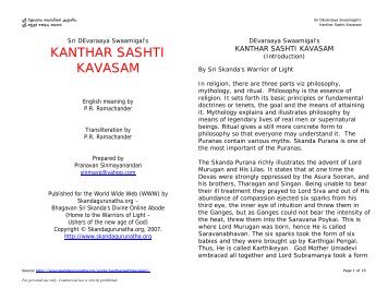 Kanthar Sashti Kavasam (pdf) - Skandagurunatha.org