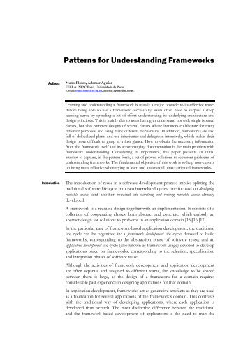 Patterns for Understanding Frameworks - The Hillside Group