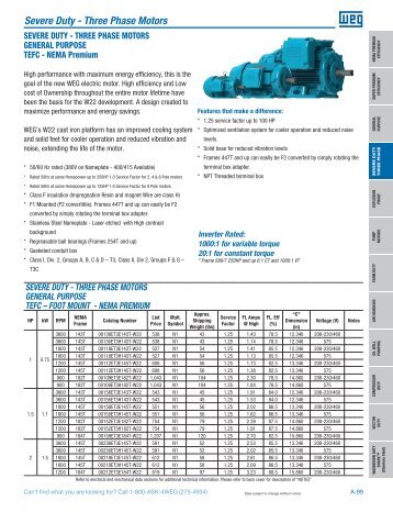 Severe Duty - Three Phase Motors - Weg