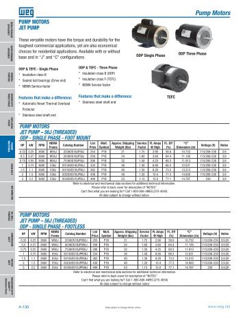 06 Stock Motor Catalog: Pump Motors - Weg