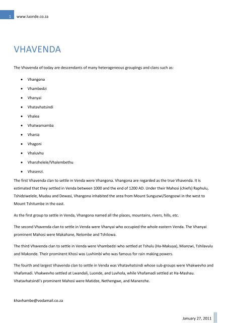 Venda Royal Surnames Pic fidgety