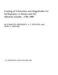 Catalog of Intensities and Magnitudes for Earthquakes in Alaska and ...