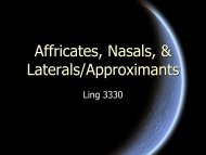 Affricates, Nasals, & Approximants