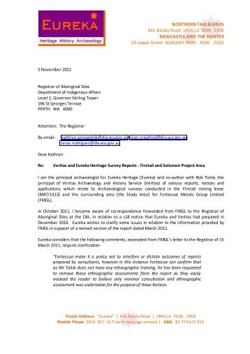 Letter from Sue Singleton to Registrar - Yindjibarndi Aboriginal ...