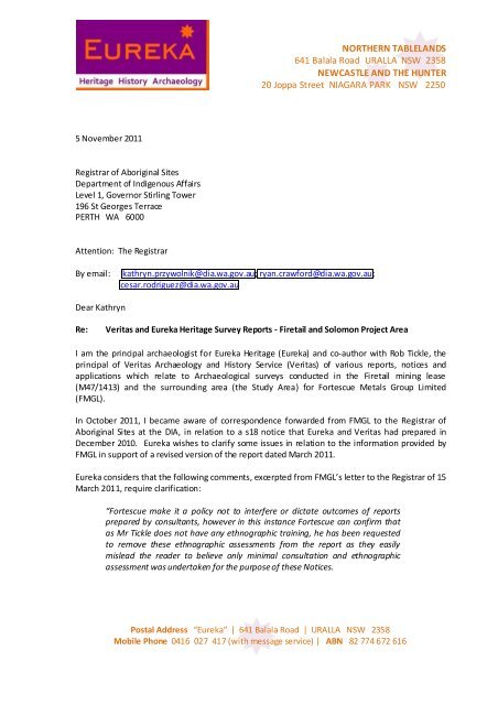 Letter from Sue Singleton to Registrar - Yindjibarndi Aboriginal ...