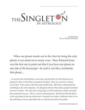 SAMPLE - The Singleton in Astrology - Diane Cramer, M.S.