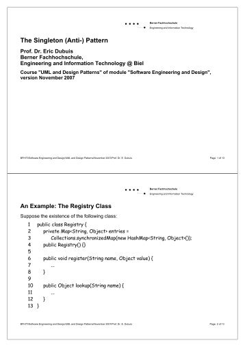 The Singleton (Anti-) Pattern - Berner Fachhochschule