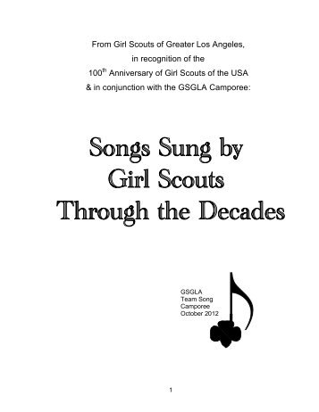 Songs Sung By GS Thru the Decades Book - Girl Scouts of Greater ...