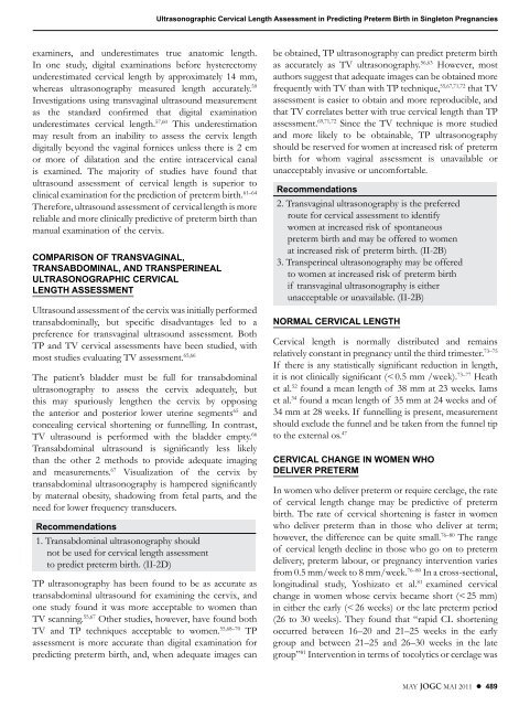 Ultrasonographic Cervical Length Assessment in Predicting ... - SOGC