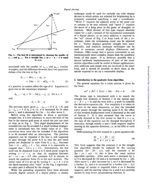 Algorithm for drawing ellipses or hyperbolae with a digital plotter