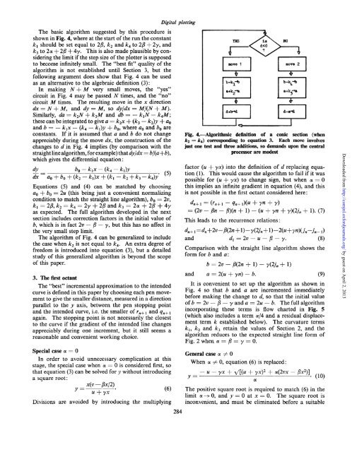 Algorithm for drawing ellipses or hyperbolae with a digital plotter