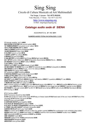 Catalogo audio sede di SIENA - Sing Sing