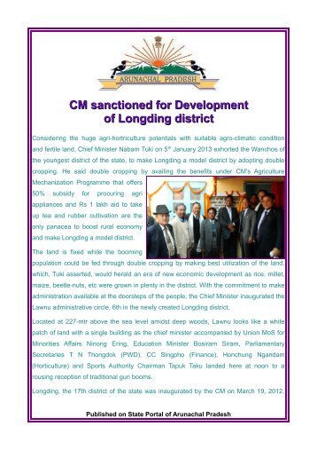 Longding Model District - Arunachal Pradesh