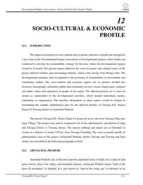 Ch 12 Socio Cultural Economic Profile Arunachal Pradesh State