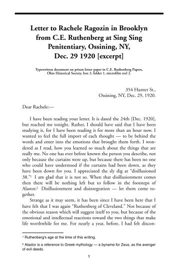 Letter to Rachele Ragozin in Brooklyn from C.E. - Marxist History.org