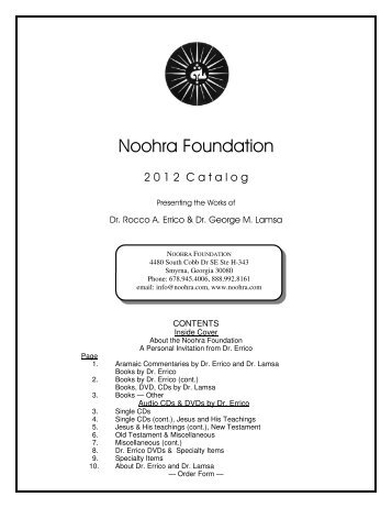 Catalogue and Order Form - Noohra Foundation