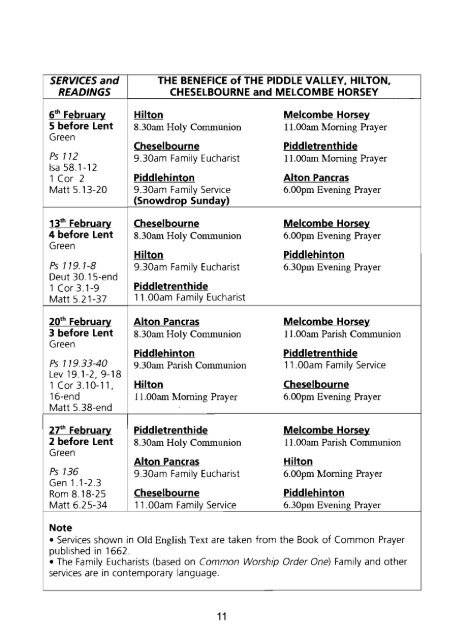 Jan/Feb - Piddle Valley Community Website